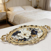 Plateau de service de luxe en gros pour bijoux, plateau décoratif à bordure dorée, plateau de service élégant, présentoir à bijoux