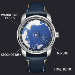 Reloj Mecánico OEM ODM Miyota 8215 Automático, Modificación Única de Hora Saltante, Logotipo Personalizado, Mapa <span class=keywords><strong>del</strong></span> Mundo, Reloj de Pulsera de Lujo para Hombre - Product Image 3