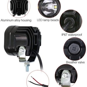 ไฟทำงาน LED ขนาด 4 นิ้ว 40W ทรงสี่เหลี่ยม สำหรับออฟโรด ตัวเรือนอะลูมิเนียม ควบคุมด้วยสวิตช์ไฟ DC - Product Image 4
