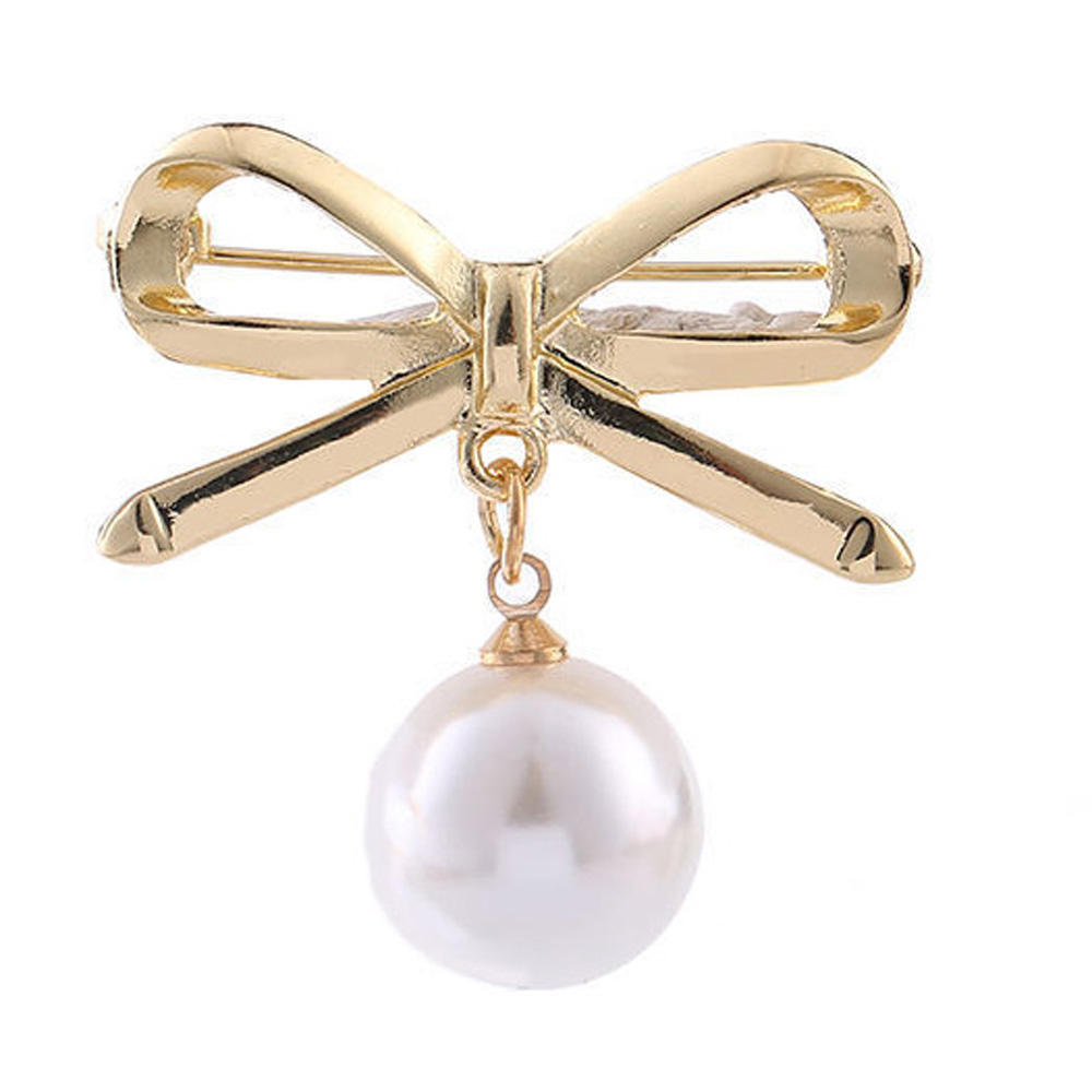 YZ001 Nœud Doré avec Fausse Perle