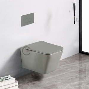 Toilette suspendue murale en céramique noire de haute qualité européenne, économique, avec bidet, vis d'installation et couvercle de siège - Product Image 2