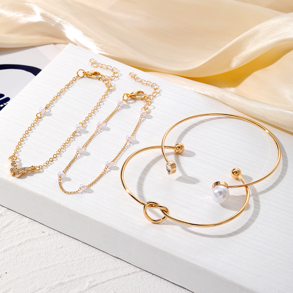 Shop Our Trendy Gold Plated Butterfly Pearl Charm Bracelet