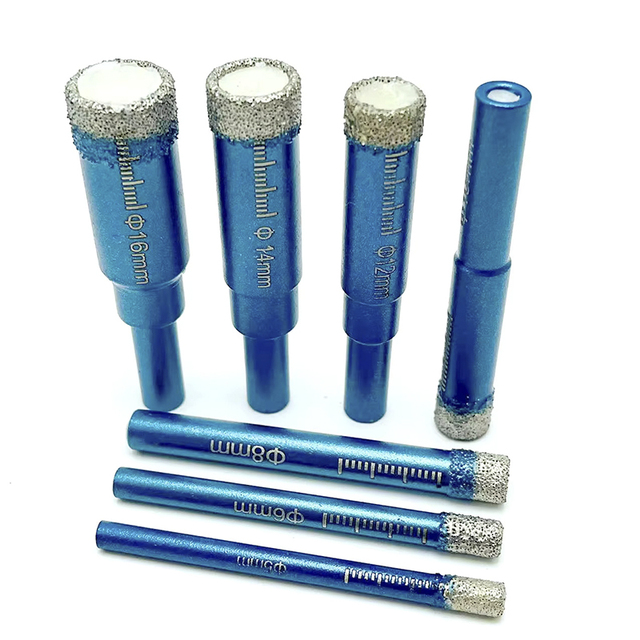 Diamond Hole Saw Drill Bit Tool Vacuum Brazed Handle Carbide-Tipped Tile Core Drilling Bits Built-In Arbor Integral Pilot Metric