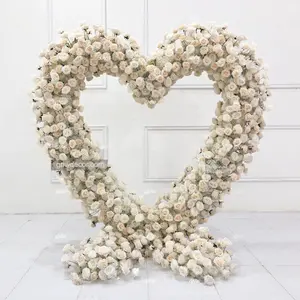 GNW fiori artificiali rosa di seta corno da sposa con foglia di fiori a forma di cuore a forma di fiore arco a fila per la decorazione della festa di nozze