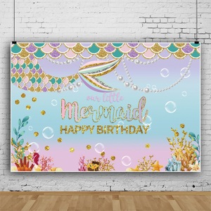 Estate sotto il mare fotografia sfondo sirenetta principessa ragazza sfondo per la festa di compleanno tema oceano Baby Shower - Product Image 1