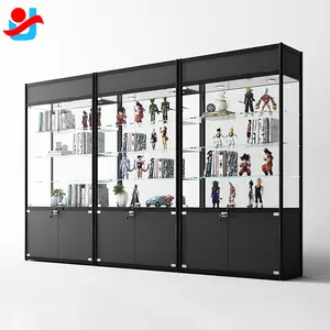 Aluminium free standing glass showcase/ glass display cabinet with led lights
