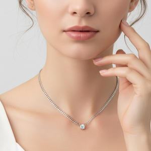 Collar <span class=keywords><strong>de</strong></span> plata con moissanita <span class=keywords><strong>de</strong></span> alta gama, <span class=keywords><strong>cadena</strong></span> <span class=keywords><strong>cubana</strong></span>, collar con colgante <span class=keywords><strong>de</strong></span> plata <span class=keywords><strong>de</strong></span> ley 925 - Product Image 2