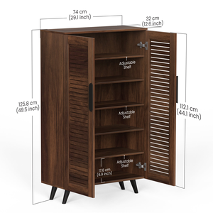 Zapatero alto de madera Carlem, organizador de soporte convertible de 2 puertas para dormitorio, sala de estar, hogar y oficina - Product Image 2