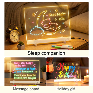 Tableau à gribouiller lumineux alimenté par USB, tableau à notes LED RVB illuminé avec couleurs, 7 marqueurs, tableau effaçable à sec LED 13,7 * 10 pouces pour enfants - Product Image 5