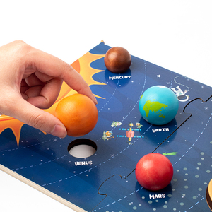 Giocattolo educativo in legno per bambini Puzzle 3D sistema solare pianeta giocattoli cognizione giocattoli per l'apprendimento per 3 anni bambino - Product Image 4