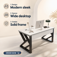 Bureau d'ordinateur de jeu moderne et luxueux, en MDF avec revêtement en poudre, pieds en acier, ergonomique, écologique, durable, multifonctionnel, pour la maison