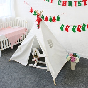 Cuatro polos niños Indio jugar interior <span class=keywords><strong>tienda</strong></span> <span class=keywords><strong>tipi</strong></span> Casa de algodón de la lona Camping para Navidad - Product Image 4