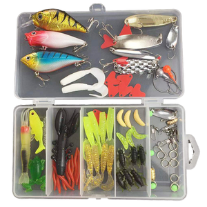 Ensemble de leurres de pêche durs et en PVC <span class=keywords><strong>pour</strong></span> la pêche au jigging de type Minnow et la pêche aux calmars en rivières et lacs, avec accessoires métalliques et boîte à leurres - Product Image 1