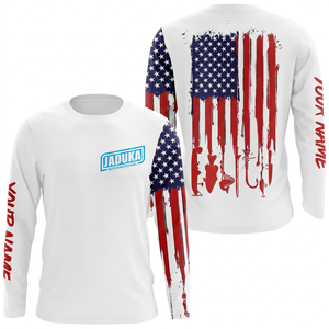 Nouveau T-shirt de pêche sublimé de qualité supérieure 2026, motif personnalisé, drapeau américain, pêche au marlin, manches longues, UPF 50 - Product Image 1