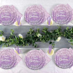 personalizzato festa di compleanno modello di decorazione festa usa e getta piatti di carta stoviglie e tazze Set - Product Image 4