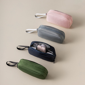 Bolsa de almacenamiento de cables InfoVault, rectangular, con múltiples compartimentos, para viajes, accesorios electrónicos, estuche organizador, gris, azul marino, rosa - Product Image 2