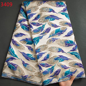 3409 Unique Jacquard brocart nigérian français maille dentelle tissu doré africain <span class=keywords><strong>Net</strong></span> dentelle tissu doux Tulle pour la fête coudre - Product Image 3
