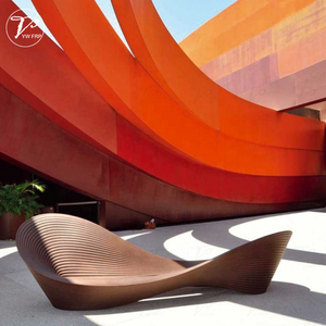 Banc de jardin moderne en fibre de verre pour zone d'attente d'aéroport, style Folly, avec accoudoirs et dossier en vis - Product Image 5