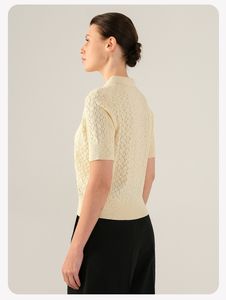 Suéter <span class=keywords><strong>de</strong></span> Punto con Cuello Caído y Hombros Descubiertos para <span class=keywords><strong>Mujer</strong></span>, Estilo Coreano, Primavera Verano, Camiseta <span class=keywords><strong>de</strong></span> Aire Acondicionado, Top Calado - Product Image 4