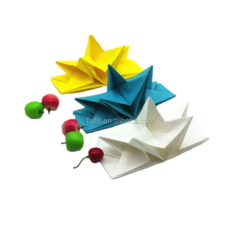 Printed origami napkins color folded paper napkins 40*60cm star shape pre folded tissue paper napkins