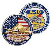 Badge commémoratif en métal sculpté 3D, motif Bouche de requin, Avion, Char, A10 Warthog, Motto, Argent Bleu