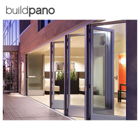 Porte pliante extérieure en aluminium avec panneaux de verre accordéon pour balcon, patio, villa, système panoramique insonorisé et étanche