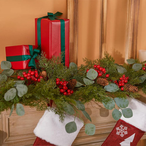 Guirlandes de Noël, aiguilles de pin, baies d'eucalyptus, 170 cm, décoration de la maison - Product Image 4