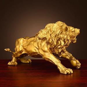 יציקת בעלי מתכת, פסל אריה פליז לקישוט משרדי ורכב, פסל אריה בגודל גדול לדלתות - Product Image 3