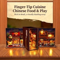 Hamaileon Direktvertrieb Orientalismus Nachtmarkt-Gasse Szenerie DIY Holz 3D Chinesische Retro Essensstraße Buchnischen-Puzzle-Set