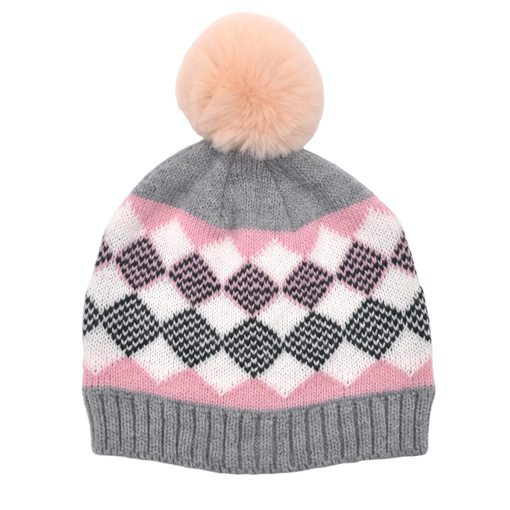 Custom Knitted 100% Acrylic Beanies Hats Baby Girl Hats Winter Hat Custom