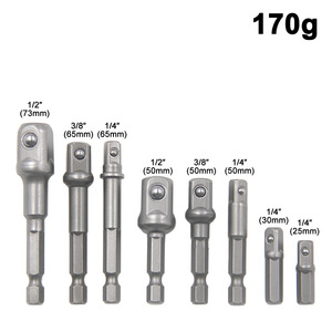 Hex Shank To Square Adapter Rod 1/2 1/4 3/8 Socket Head Extension Bar Tool Drill Adapter Set 8Pc Carbon Steel - Product Image 5