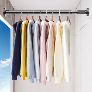 Porte-vêtements télescopique <span class=keywords><strong>sans</strong></span> <span class=keywords><strong>perçage</strong></span> en acier au carbone, support mural rétractable <span class=keywords><strong>pour</strong></span> fenêtre en <span class=keywords><strong>baie</strong></span> - Product Image 1