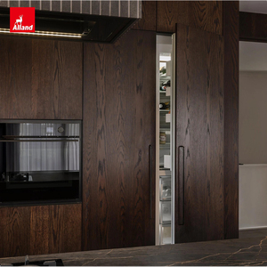 Allandgroup, les meubles en placage de bois naturel les plus populaires récemment, porte en dalle personnalisée, couleur noyer noir, mélamine, armoire de cuisine - Product Image 5