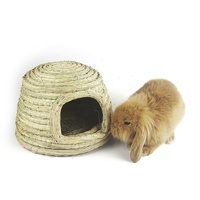 Nid d'herbe double tête pour lapin, niche, nid d'herbe, yourte confortable, maison, cochon d'inde, lit de lapin, jouets à mâcher, tunnels, hamster