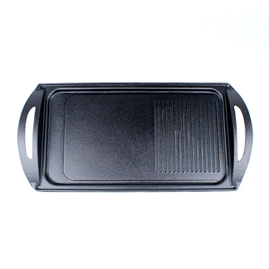 BBQ Cast Iron Dual Purpose Griddle <strong>Pan</strong> Rectangular Flat Fry Roasting Bbq <strong>Grill</strong> <strong>Pan</strong> - Product Image 1