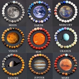 Piedra Natural de 8mm Guardianes <span class=keywords><strong>del</strong></span> Sistema Solar Chakra curativo Tierra Sol Pulsera <span class=keywords><strong>Planeta</strong></span> Pulsera con cuentas para Mujeres Hombres Joyería - Product Image 2