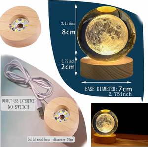 Trend 6cm Clear 3D Laser Crystal Ball Night Light <b>Sandblasting</b> Polished Design UV Printing DIY Souvenir Gift Holiday/Wedding - Product Image 3
