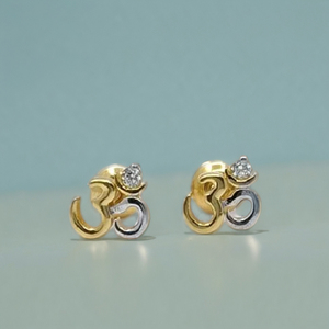 Pendientes Om de Oro de 22K de Primera Calidad con Acentos de Diamantes, Diseño Espiritual Moderno, Joyería Fina para Mujer, Fabricante - Product Image 3