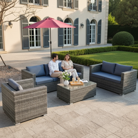 Vente chaude usine : Ensemble de mobilier d'extérieur modulable personnalisé, grand canapé en rotin PE avec ottomanes et table basse pour jardin