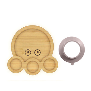Assiette pour <span class=keywords><strong>bébé</strong></span> en <span class=keywords><strong>bambou</strong></span> avec compartiments et base à ventouse, design créatif de dessin animé, plat d'alimentation pour les tout-petits et les <span class=keywords><strong>repas</strong></span> de maternelle - Product Image 3
