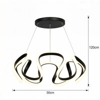 Lustre LED moderne en forme d'anneau, noir/doré/blanc. 50 cm pour îlot de cuisine et salle à manger. Taille personnalisée de grande dimension pour les projets d'escaliers