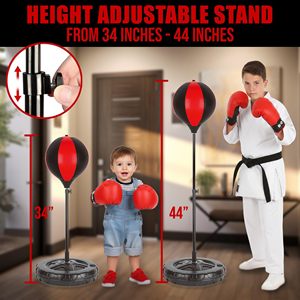 Set de Boxeo para Niños, Saco de Boxeo Inflable con Guantes, Altura Ajustable, Soporte Independiente, Juguete de Entrenamiento de Boxeo para Niños y Niñas - Product Image 2