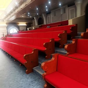 Kilise için özelleştirilmiş yastıklı sandalyeler ahşap oditoryum kilise salonu Pews Pastors Sillas Para Iglesia için logo ile - Product Image 6