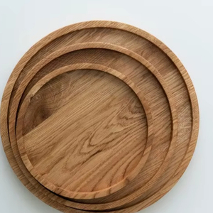 Elegant Polished Eco-Friendly <b>Gold</b> Detailed Wooden Enamel <b>Round</b> Serving Tray for Home Use Add Luxury - Product Image 1