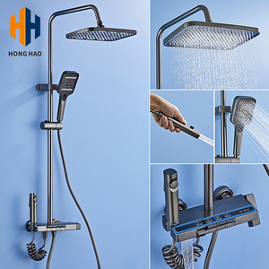 Set Doccia a Cascata <span class=keywords><strong>con</strong></span> Finitura Spazzolata, <span class=keywords><strong>Miscelatore</strong></span> Intelligente per <span class=keywords><strong>Bagno</strong></span> <span class=keywords><strong>con</strong></span> Acqua Calda e Fredda, Rubinetto a Cascata <span class=keywords><strong>con</strong></span> Barra Scorrevole e Soffione Doccia - Product Image 5