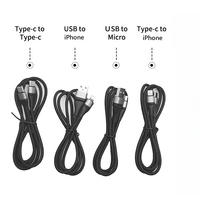 Penjualan laris kabel pengisi daya ponsel Android mikro Tipe C 2,4 A cangkang paduan Aluminium datar dengan jaket nilon kabel pengisi daya mikro USB