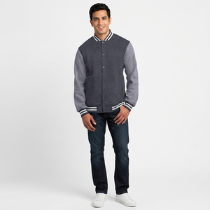 Custom Made Lettermen College <b>Jackets</b> Autumn Coated Woven Zipper Hooded Windproof Breathable Fashionable <b>Long</b> Sleeve OEM Service - Product Image 1