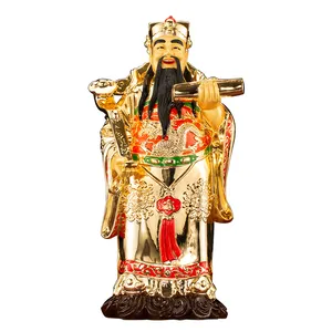 รูปปั้นทองแดงบริสุทธิ์ Tangcai สามดาวของ Fu, Lu และ Shou