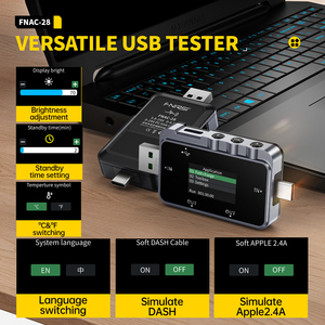 FNIRSI FNAC-28 6.5A Probador USB Tipo-C, Voltímetro Digital, Amperímetro, Medidor de Corriente y Voltaje, Medidor de Capacidad de Cargador y Banco de Energía - Product Image 2