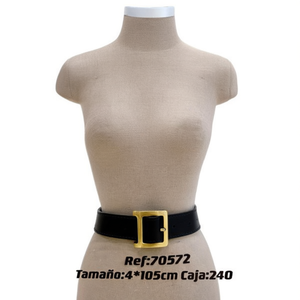 Cintura in Pelle Tinta Unita con Fibbia Dorata 105cm Accessorio Moda Donna - Product Image 1